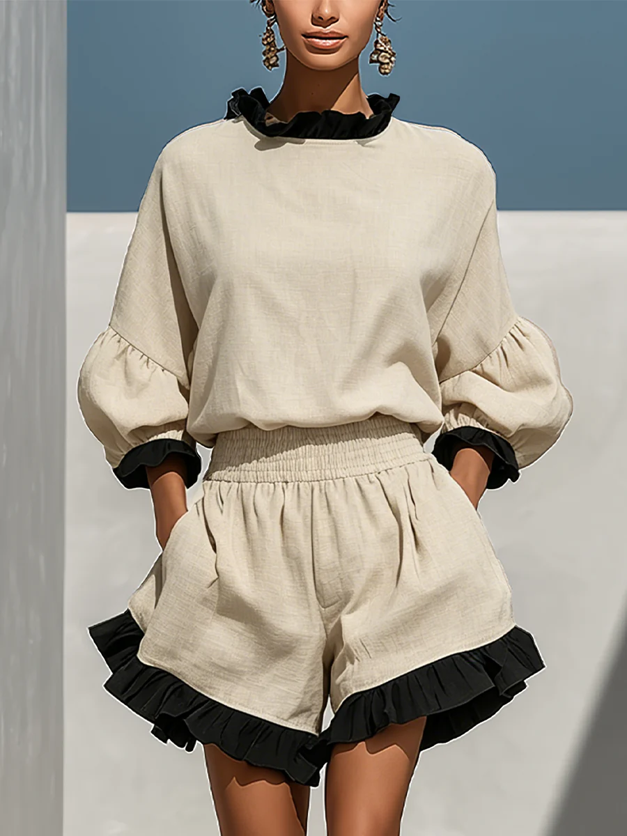 Conjunto de lino con volantes.