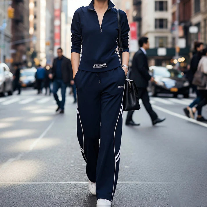 Conjunto de chándal para mujer con cremallera hasta la mitad